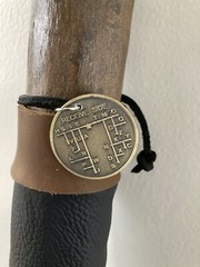 Survival Hiking Staff With Fire steel Leather Pouch And Compass