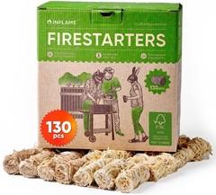 Weather-Resistant Natural Fire Starters (130 pcs) for Easy Campfires & Grills