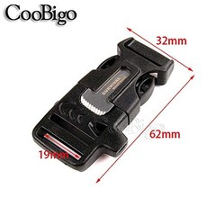 10Pack 3/4″ (19mm) Fire Starter Survival Whistle Buckle Flint Scraper for