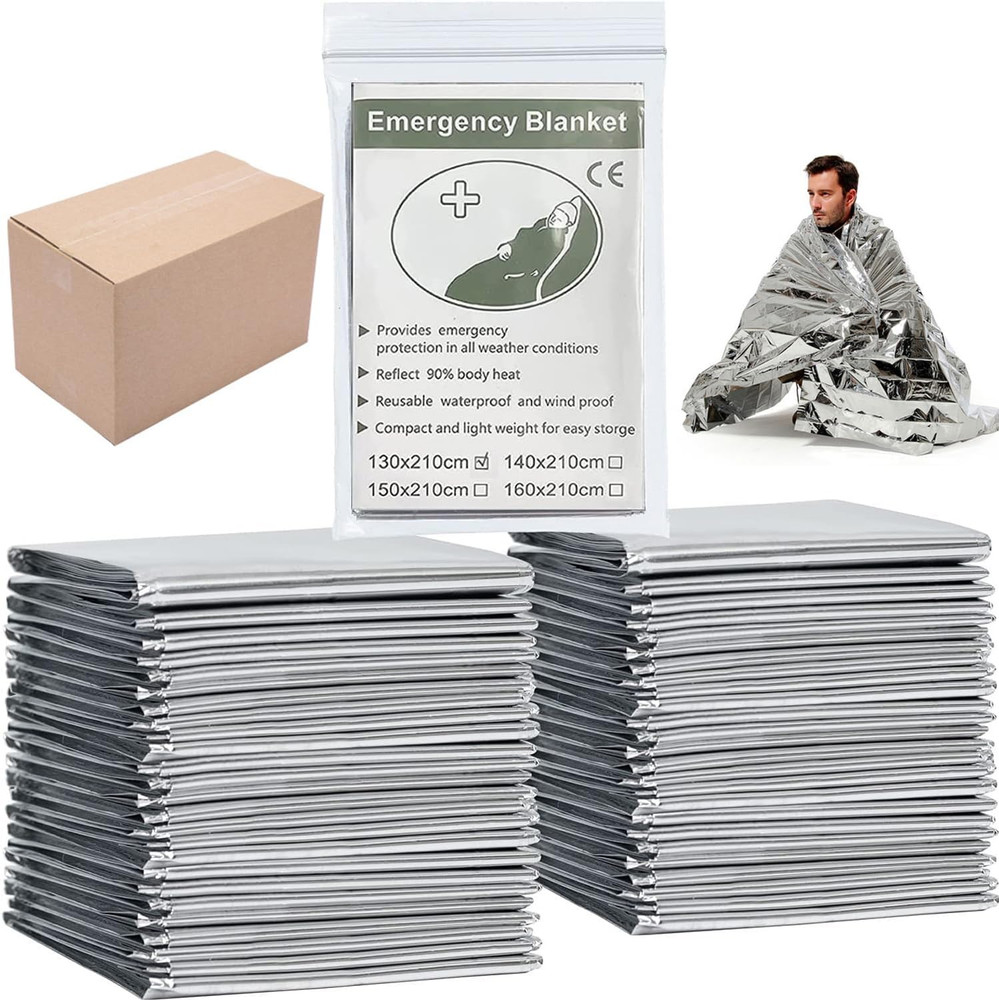 Emergency Foil Blanket 25 Pack Survival Thermal Mylar Blankets | 51 X 83 Inches