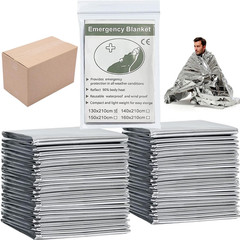 Emergency Foil Blanket 25 Pack Survival Thermal Mylar Blankets | 51 X 83 Inches