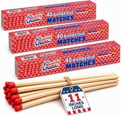 Set of 3 – 11″ Long Wooden Fireplace Matches for Camping BBQ Grill