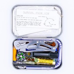 54 pc EDC Survival Tin Kit stuffed with life saving Essentials for Emergency,