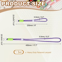 1Set Heavy Duty Paracord Keychain Lanyard for Keys , Deep Purple/Green/White