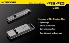Nitecore NWS10 Outdoor Emergency Whistle TC4 Titanium Alloy Survival SOS 120db
