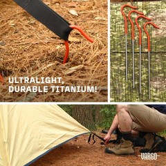 Vargo Titanium Shepherds Hook Stake with Fluorescent Orange 6, Tent Stakes