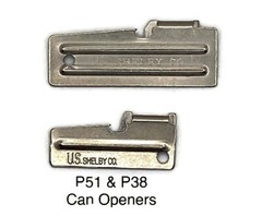 ORIGINAL «JOHN WAYNE» MILITARY ISSUE P38 and P51 CAN OPENERS BY US SHELBY CO