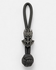 Skull King Lanyard Bead Retro Silver EDC Paracord Knife Charm Pendant