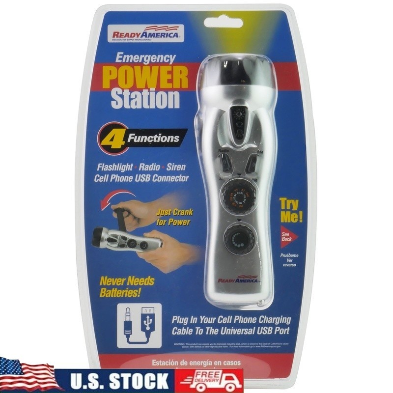 4 Function Emergency Power Station Flashlight Radio Siren Phone Charger New