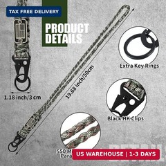 Frienda 2 Set Heavy Duty Paracord Lanyard Necklace Whistles Strap Braided 550 Ke