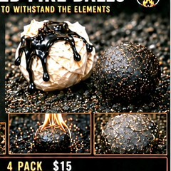 Pitch Black Fire Company Coated Fire Balls 4 Pack Water Resistant Fire Starter
