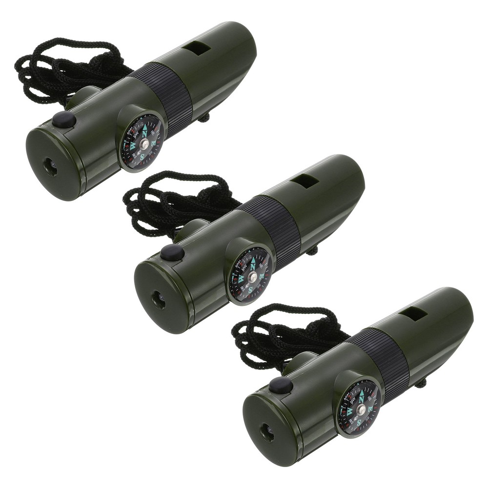 7-in-1Survival Whistles, 3 Pack Multi-Tool Whistle with Lanyard