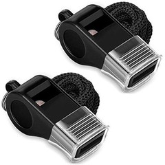 Whistle, 2 Packs Plastic Sports Whistles with Lanyard, Loud With Mouth Grip
