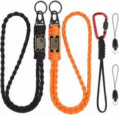 3 Pack Braided Paracord Lanyard with USA Flag, Carabiner Rope Keychain, Necklace