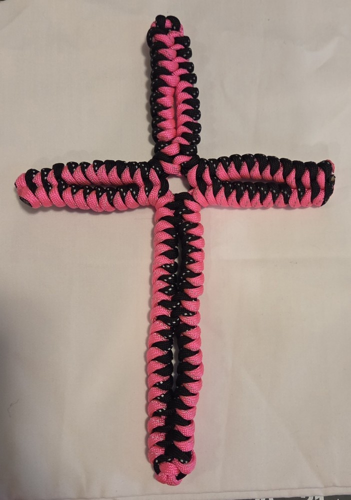 Handmade Cross 550 Paracord XL Pink And Black