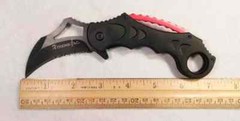Black Tactical Spring Assist Karambit Partial Serration + Bear Claw Neck Knife