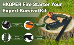 Ferro Rod Fire Starter, 4″ Flint and Steel Survival Kit | 5,500°F Hot Sparks,