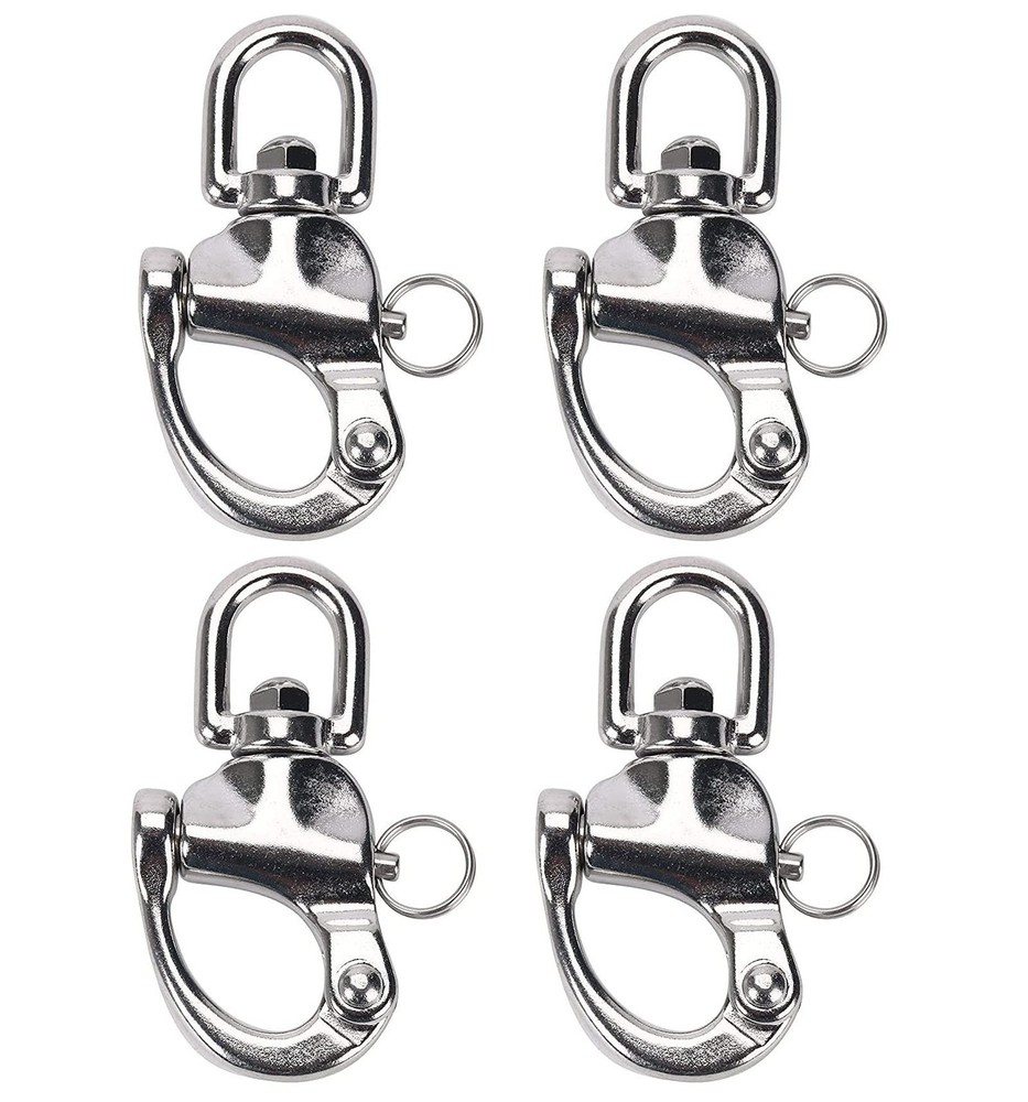 4 PCS 304 Stainless Steel Swivel Eye Snap Shackle Quick Release 23/4 Inch