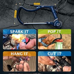 OUTDOOR ELEMENT Firebiner® 6-in-1 Survival Multitool Carabiner EDC Blue River