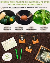 Ultimate Energy Seed Kit – 30 Calorie-Dense Veggies & Herbs – Non-GMO Heirloom S