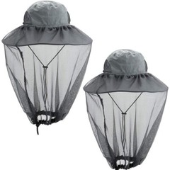 2 Pack Mosquito Head Net Hat Hats with Removable Veil Net Mesh Hiking Fishing Ga