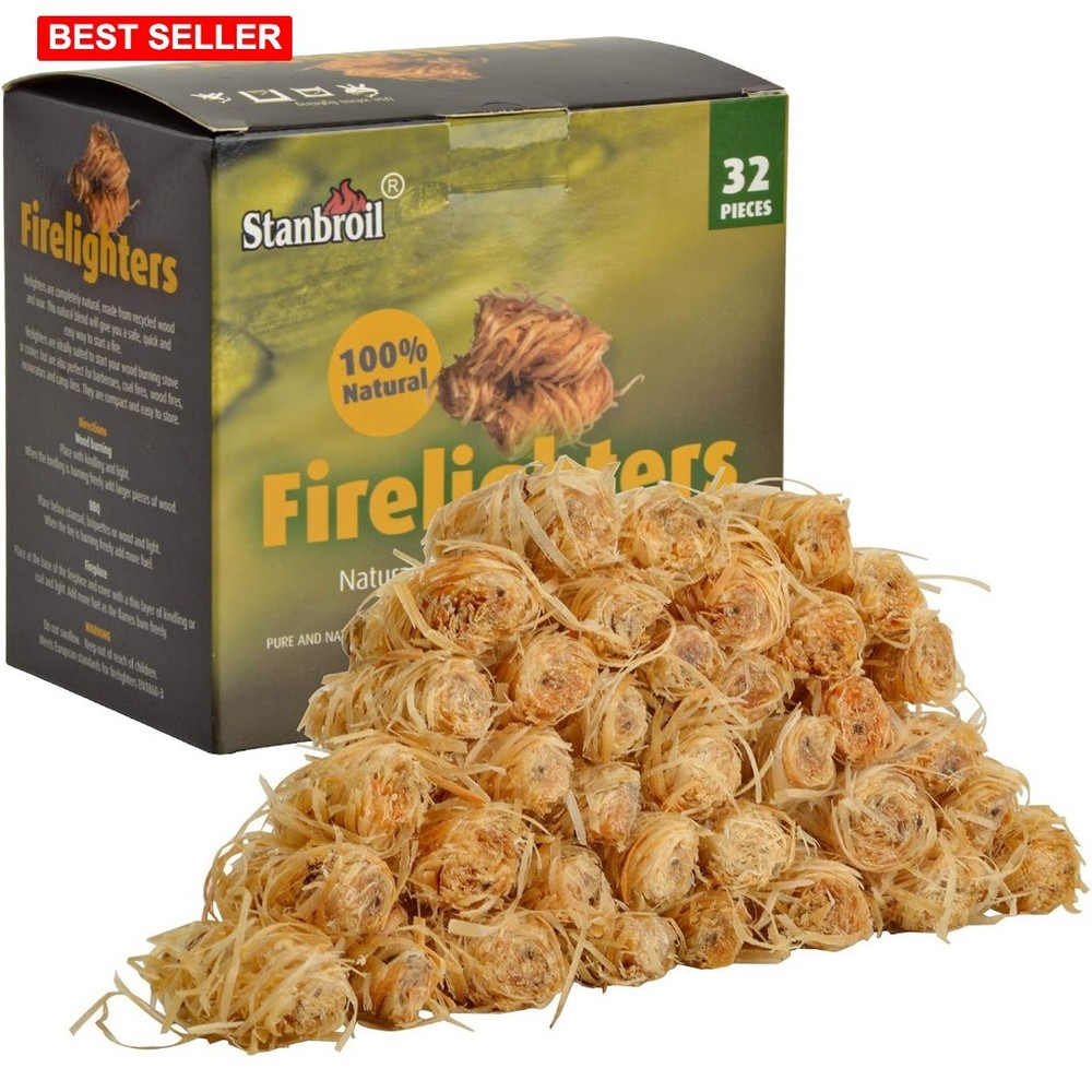 Fire Starter Pack 32 Pcs Compact Natural Wood Eco-Friendly Campfire Lighting