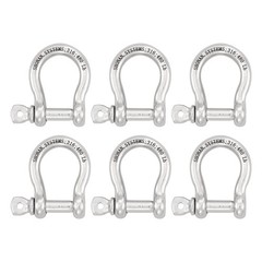 1/4″ Small Bow Shackles – 6 Pcs Stainless Steel D Ring Shackle, 480 Lbs Cap