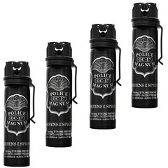 4 POLICE MAGNUM Pepper Spray Self defense 4oz Flip Top FOG Belt Clip Protection