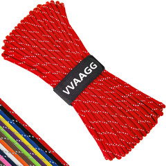 VVAAGG Reflective Paracord Rope 100FT, 7 Strand Nylon Para Cord Lanyard Utility