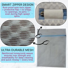 GEMLI Mesh Laundry Bags for Delicates – 3 Pack (12”×16”) M, Multi-colored
