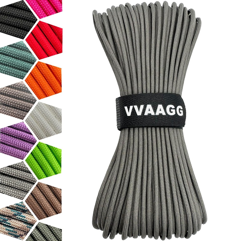 VVAAGG 1000 Paracord Rope 200FT, 4mm Utility Parachute Cord Heavy Gray