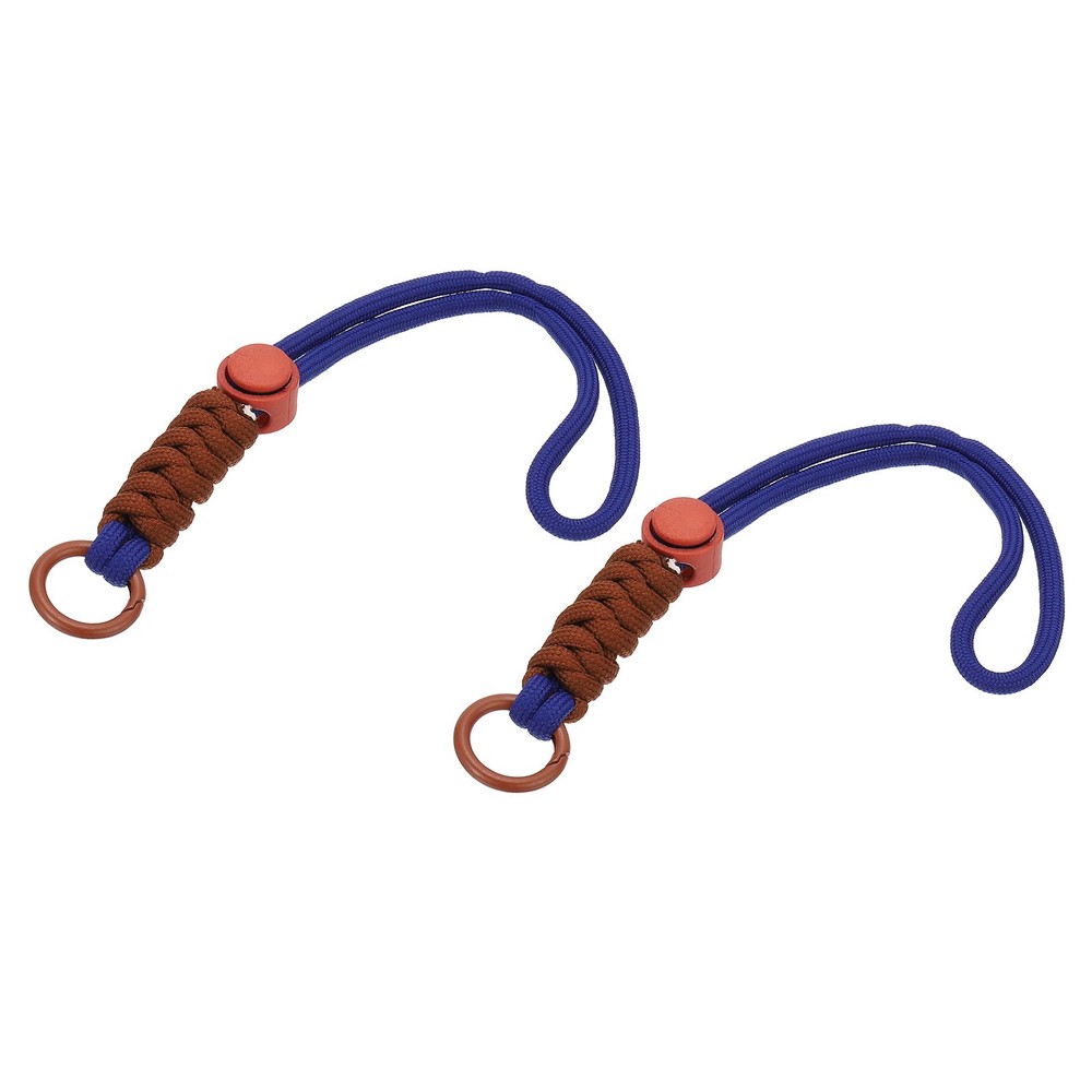 2Pcs Paracord Lanyard Keychain with Spring Ring, Dark Blue, Orange