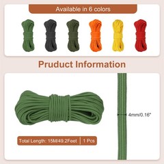 650 Paracord 49 Feet 4mm 9 Strand Parachutes Cord Spool Army Green
