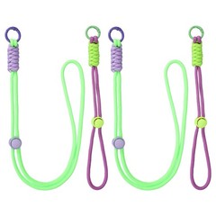 2Set Heavy Duty Paracord Keychain Lanyard for Keys , Green/Light Purple