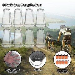 8 Pack Gray Mosquito Covers Wearable Head Net Face Mesh Protecting Net Mosqui…