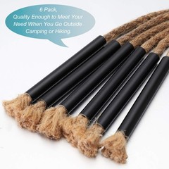 BBTO 6 Pieces Jute Tinder Tube Waterproof Wax Wick Fire As the Picture Show