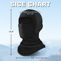 Xeoxarel Balaclava Face Mask, Summer Cooling Neck Gaiter, UV One Size, Black