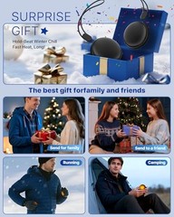 Pocket Size Hand Warmers Rechargeable 2 Pack,20Hrs Long Safe Heat,0.5S Black