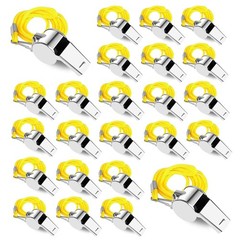 24-Pack Stainless Steel Whistles with Lanyards – Loud, Clear Sound for Coaches,