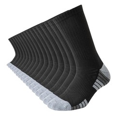 JOYNÉE 8 Pair Mens Thick Cushioned Athletic Crew Socks Large, Black (8 Pairs)