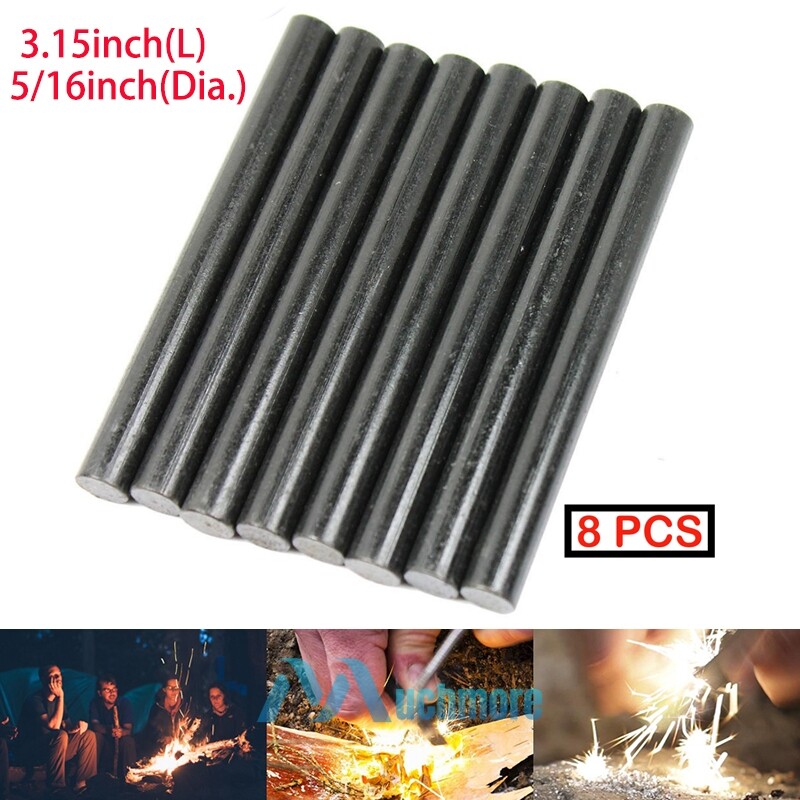 8x Flint Fire Starter Ferrocerium Rod 5/16″ Outdoor Survival Camping Ferro Rods