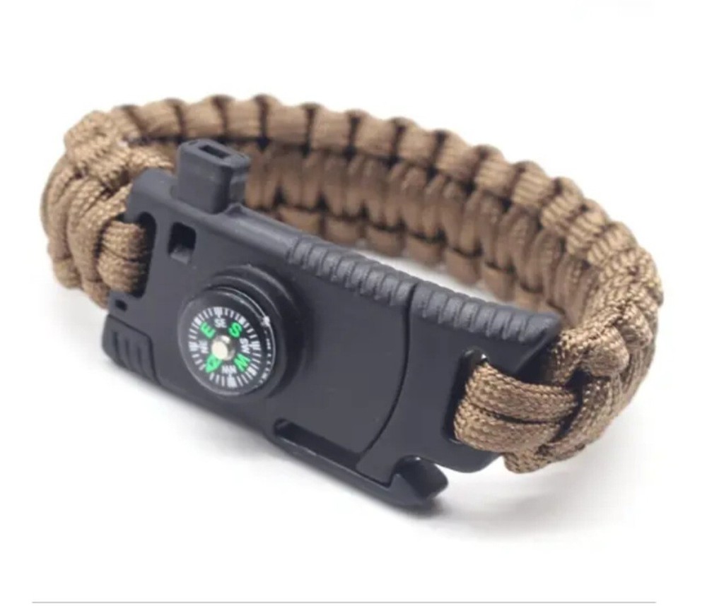 Paracord Survival Hiking Bracelet Compass, Blade edge, Emergency Whistle, 