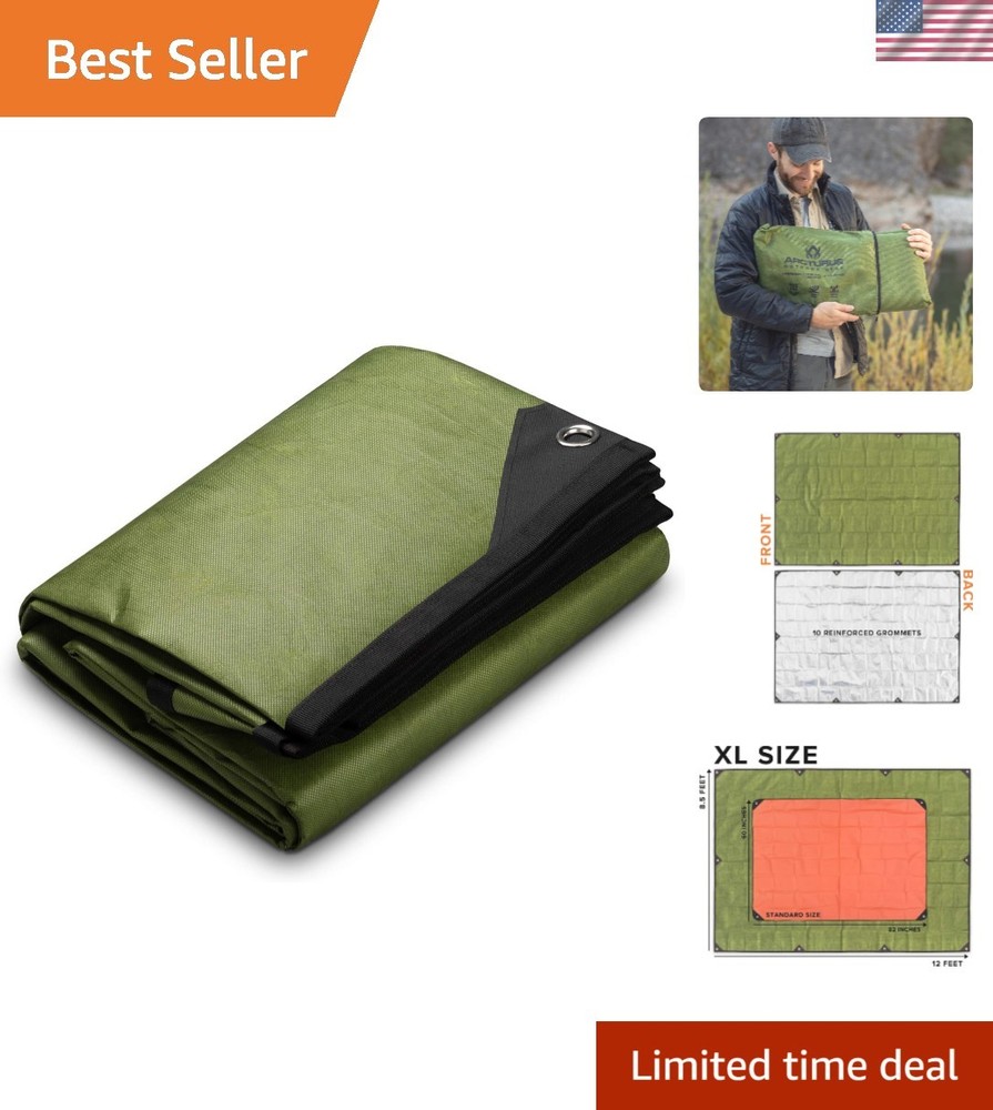 XL Heavy Duty Survival Blanket – Insulated Reflective Tarp 8.5×12 ft Olive Green