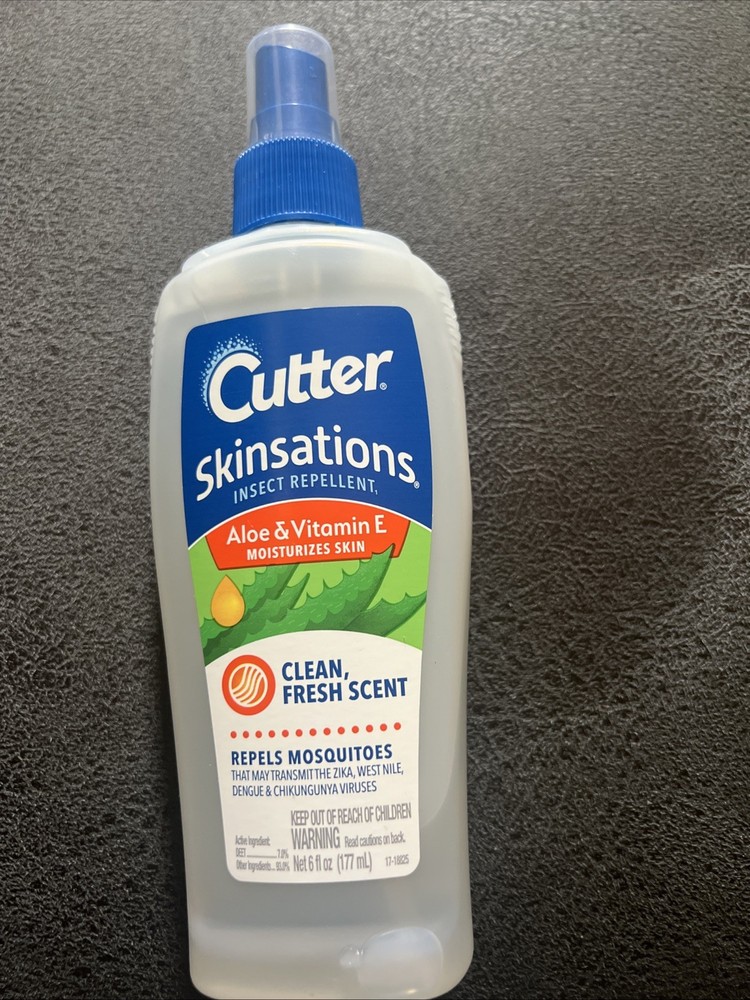 Cutter SKINSATIONS Insect Repellent Spray CLEAN FRESH SCENT. 6oz Aloe +Vitamin E