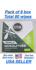 STEM Mosquito Repellent Insect Wipes 4 boxes Natural Plant Based ( Pack of 8 )