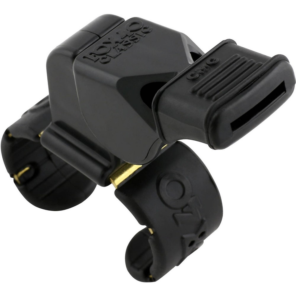 Fox 40 Classic CMG 3-Chamber Pealess Whistle w/ Fingergrip, Black