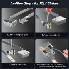 2PCS Triple Flint Torch Striker with 6 Replacement Long Lasting Flints, Spark
