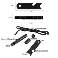 Emergency Survival Tool Rescue Rape Whistle Button Compass Fire Flint Striker