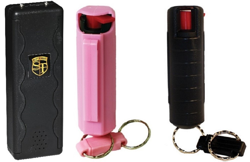 Stun Gun Pepper Spray Combo-Sal 95M Volts-Emergency Siren-Flashlight-1/2 OC