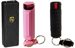 Stun Gun Pepper Spray Combo-Sal 95M Volts-Emergency Siren-Flashlight-1/2 OC
